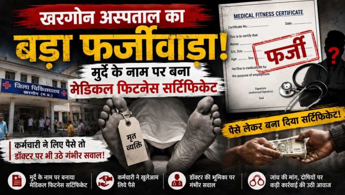 खरगोन जिला अस्पताल में फर्जी मेडिकल फिटनेस सर्टिफिकेट और ओपीडी पर्ची का मामला