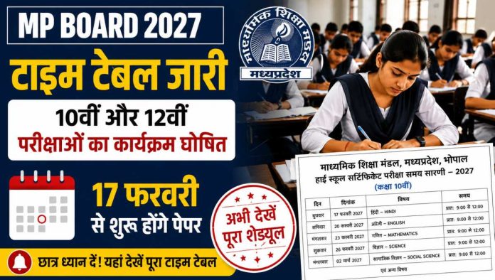 ​एमपी बोर्ड कक्षा 10वीं और 12वीं परीक्षा टाइम टेबल 2027 पीडीएफ डाउनलोड